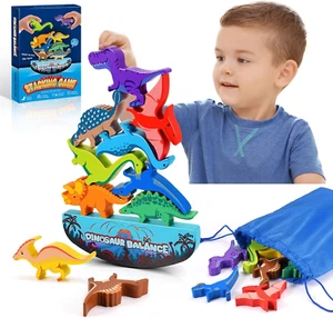 Dinosaur Toys for Kids 3-5: Wooden Stacking Montessori Toys for 3 4 5 6 7 8 Year - Picture 1 of 12