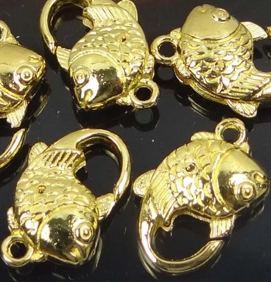 4 cierres de garra de langosta de pez peltre dorado 20x12 mm Foto 1 de 3