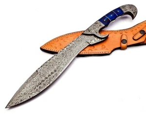 Handmade Damascus Steel Machete/Kukri Knife Full Tang Camel Bone Handle 18 inch - Picture 1 of 6