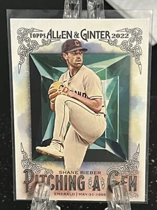 SHANE BIEBER-----2022 TOPPS-----ALLEN & GINTER-----PITCHING A GEM---CLEVELAND - Picture 1 of 2