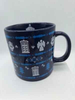Doctor Who Mug BBC Holiday Ugly Sweater 2012 Blue 14 fl oz design Dr Who Icons - Image 1 of 4