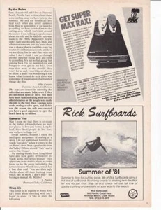 1981 Rick Surfboards Ad / Hermosa Beach CA - Picture 1 of 1