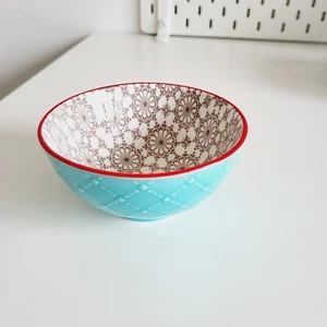Tesco Kosmo Small Pinch Blue Bowl With Red Rim Rare Spare Discontinued - Picture 1 of 8