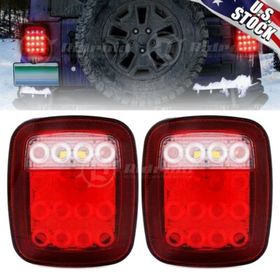 2X Luces traseras LED Luces de freno traseras Tope de giro Inverso para Jeep Wrangler TJ CJ JK Foto 1 de 4