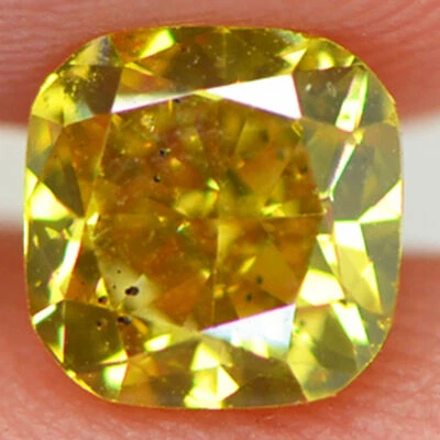 Cushion Shape Diamond Loose Fancy Yellow Color 1.03 Carat VS2 Enhanced Polished - Image 1 of 4