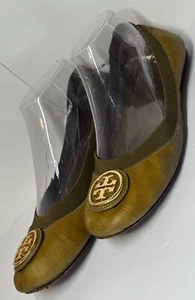 Tory Burch flache Ballerinas olivgrün mit Gold Größe 7,5 - Bild 1 von 7