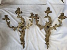 VTG 3 Arm Antique Empire French 13" Sconce Gilded Bronze Candle Light Louis XV