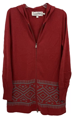 Cárdigan suéter para mujer Aventura talla M rojo algodón orgánico cremallera con capucha Foto 1 de 4
