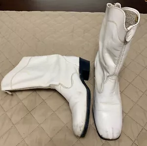 Vintage weiße Leder 70er Jahre Cheerleading Schuhe Stiefel Größe 7 siehe Beschreibung - Bild 1 von 12