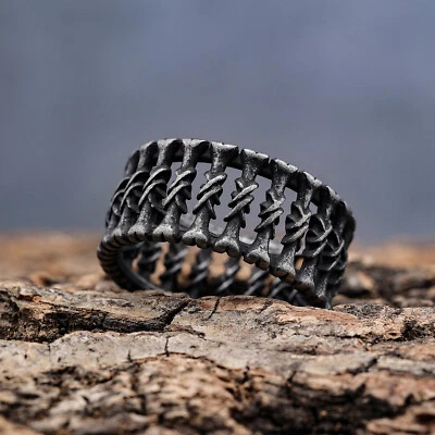 Anillo de colección de hueso ancho para hombre anillo de acero inoxidable hip hop punk motociclista para hombre Foto 1 de 3