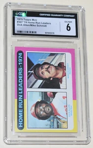 1975 Topps #307 '74 Home Run Leaders Dick Allen Mike Schmidt - HOF - CGC 6 EX/NM - Picture 1 of 3