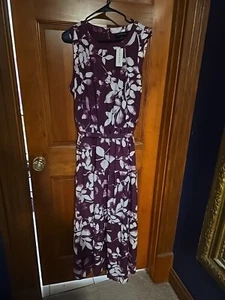 Lane Bryant Womens 18 Maxi Dress Purple Floral Sleeveless Sash Belt BNWT - Picture 1 of 8