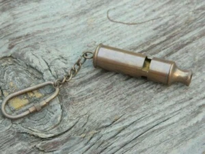 VINTAGE COLLECTIBLE NAUTICAL MARINE NEW BRASS WHISTLE KEY CHAIN GIFT - Picture 1 of 4