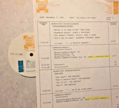 12/3/86 SOLID GOLD SCRAPBOOK NO PLACE LIKE HOME: 12 MIN BEATLES SET, BEACH BOYS - Image 1 of 2