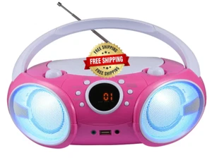 Boombox portátil CD con Bluetooth, USB, MP3, radio AM/FM, jack AUX, LED - Picture 1 of 6