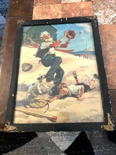 Hy Hintermeister Art Print Uncle Sam Playing Ball VINTAGE ORIGINAL Litho NICE