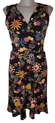 Vtg Inspired Cynthia Steffe Sz M Womens Blue Floral Psychedelic Groovy Mod Dress - Image 1 of 3