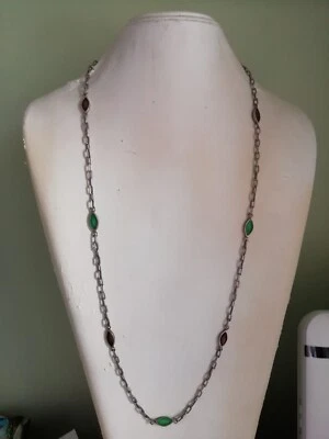 Lunga collana in argento 925 e smalti Anni '60 /' 70 - Immagine 1 di 4