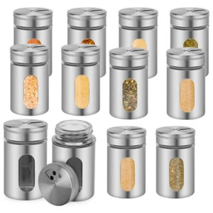 12X Gewürzstreuer Pfeffer Edelstahl Glas Salz Gewürzdose Gewürzgläser Gewürz Set - Bild 1 von 12