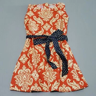 Persnickety Girls Orange Ella Dress 4 Alpine Daisy Sash Sleeveless EUC - Image 1 of 3