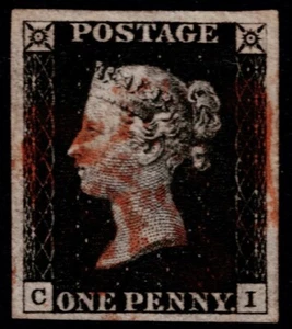 1840 1d Black Plate 1b CI 4m Red Cross Large Margins Very Fine Cat. £375.00 - Picture 1 of 1