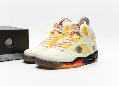 OFF-WHITE x Air Jordan 5 Beige Hombre Zapato Cómodo Talla 8-12 Foto 1 de 4
