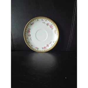 Antique Haviland France Limoges 5.5" saucer / pink roses w gold rim / NICE - Picture 1 of 4