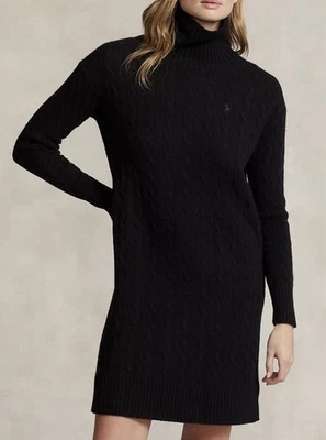 NWT Polo Ralph Lauren Women’s Wool-Cashmere Roll Neck Jumper Black Dress Sz S - Image 1 of 4