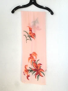 hand rolled silk scarf by Vera Neumann tagged Japan  tiger lily 55 inch long EUC - Picture 1 of 11