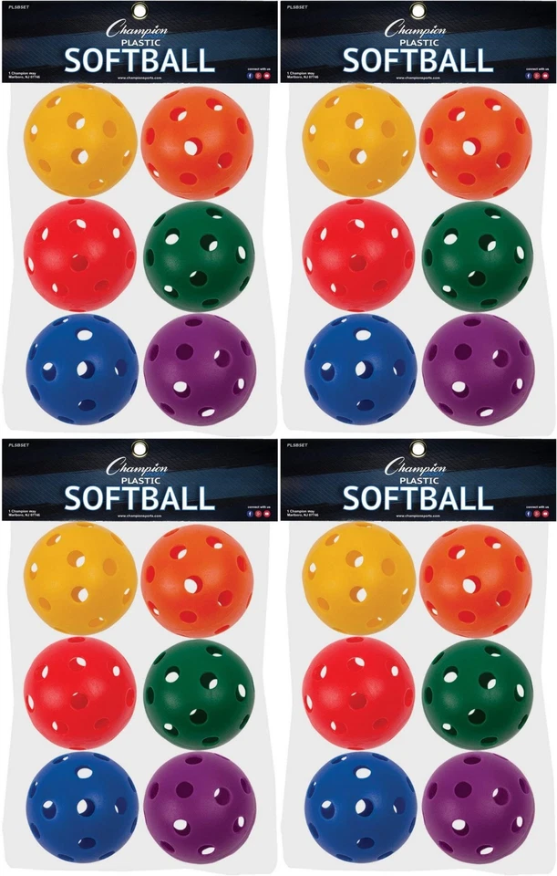 Champion Sports Set de 6 Pelotas de Softbol de Plástico, 12" - Colores Surtidos (Pack de 4) Foto 1 de 1