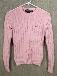 Vineyard Vines Women’s XS Pastel Pink Long Sleeve Cable Knit Sweater Preppy - Picture 1 of 11