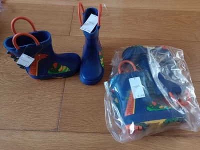 2 X Pairs Next Bright Dino Wellies Wellington Boots  Size 3 EU 19 BNWT - Image 1 of 4