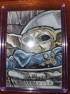 2024 Topps Star Wars Masterwork GROGU Sketch Card By Elvin Hernandez - Picture 1 of 2