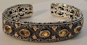 Robert MANSE Orange Citrine Sterling 18k Gold Cuff Bracelet Sterling Silver - Picture 1 of 12