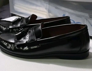 Jos A Banks Mens 10.5 black loafers leather uppers handcrafted - Picture 1 of 8