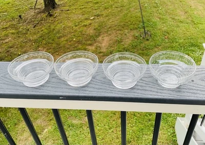 Vtg Stuart England Crystal Bowls Pattern STU55 Set 4 Bowls 4 1/2" Flat Base - Image 1 of 4