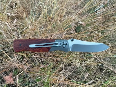 Folding Knife 8.5 cm (3.3 in) Titanium Coated Blade Wood Handle Liner Lock - Image 1 of 4