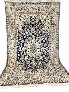 Fine hand knotted Oriental carpet Nain with silk 225 x 135 cm rug carpet - Picture 1 of 24