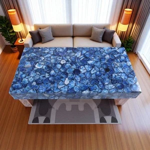"Blue Agate Stone Sofa Dining Table Handmade Kitchen Slab Countertop Gemstone" - Picture 1 of 13