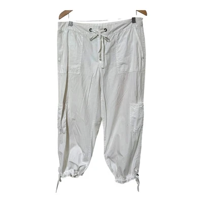 Liz Claiborne Womens Utility Cargo Pants 14 White Drawstring Waist Cuffs - Image 1 of 4