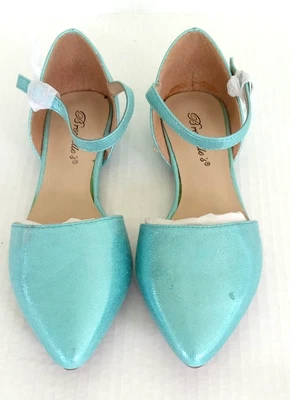 Talla 5.5 Mujer Breckelle's Dolley 24 Verde azulado Correa al tobillo Punta puntiaguda Plana/Sandalia Foto 1 de 4