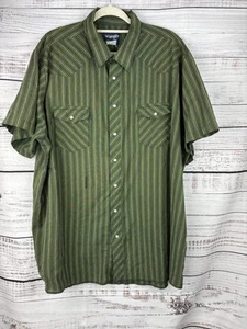 Wrangler Mens Western Shirt 3XT Big & Tall Tall Pearl Snap Stripes Vintage FLAW - Picture 1 of 9