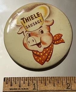 THIELE SAUSAGE, CHEF PIG, Pinback Button 2.25 in Dia. - Picture 1 of 5