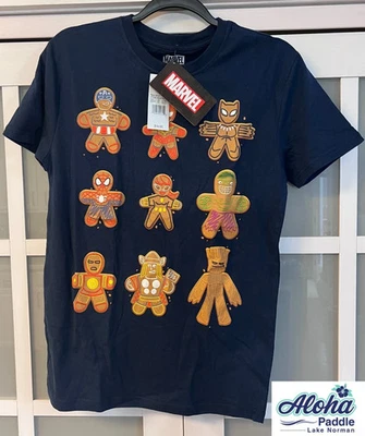 Camiseta Para Hombre Marvel Pan de Jengibre Manga Corta Vacaciones Gráfico Azul Marino Talla S Foto 1 de 2