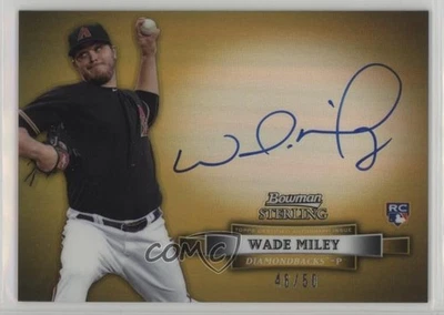 2012 Bowman Sterling Rookie Gold Refractor /50 Wade Miley #BSAR-WMI Auto RC - Image 1 of 3