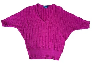 Ralph Lauren Pullover Damen mittelrosa Zopfmuster V-Ausschnitt 1/2 Arm Pima Baumwolle - Bild 1 von 5