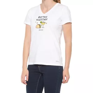LIFE IS GOOD SHIRT WOMEN'S - MARGARITA AND TACO SZ LARGE WHITE - TEE CREWNECK - Picture 1 of 1
