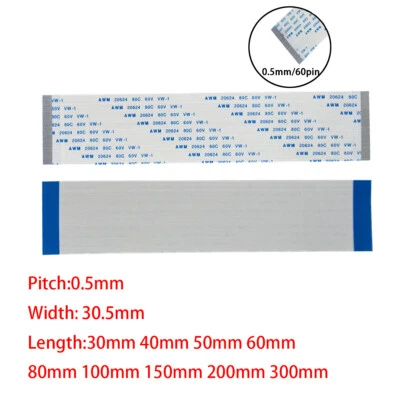 60Pin 0.5mm FFC FPC Flexible Flat Cable AWM VW-1 20624 80C 60V Connector Wire - Image 1 of 4