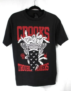 T-shirt nera girocollo grafica Crooks & Castle "The Crooks Troublemakers" taglia M - Foto 1 di 6