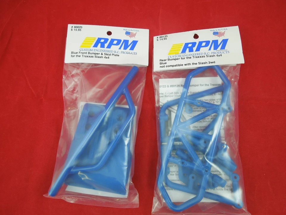 RPM TRAXXAS SLASH 4X4 FRONT + REAR BLUE BUMPER SET LCG + NON LCG 80125 80025 - Image 1 of 1